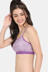Rosaline Double Layered Full Coverage Non Wired Bralette - Marble Purple — thumbnail 3